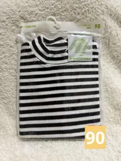 미개봉 •90 ユニクロBABY 長袖リブハイネックＴ ボーダー