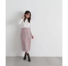 ケミカルレースタイトスカート ピンク
