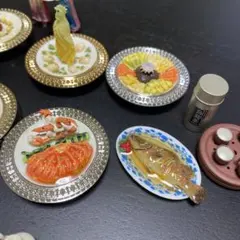 海洋堂　ミニチュア 満漢全席　 エンドウ豆の羊羹 インゲン豆の餡包み 烏龍茶 海洋堂 ミニチュア 満漢全席 エンドウ豆の羊羹 インゲン豆の餡