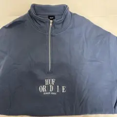 HUF ハーフジップスウェット 刺繍 オールドスケート dime 古着のサムネイル