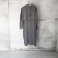 グレー ストライプ 長袖シャツワンピースのサムネイル