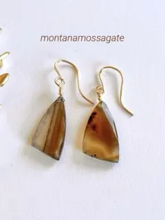 14kgfピアス　モンタナモスアゲート　天然石
