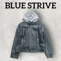 BLUE STRIVE フェイク レザージャケット フード付き (L) 合成皮革