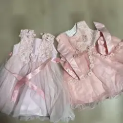 ピンクのフラワーモチーフドレス　2着