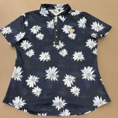 再値下げ　FILA GOLF 半袖ポロシャツ L 花柄 ネイビー