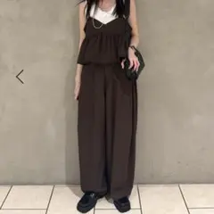 jeanasis Wペプラムギャザーキャミ&バックタックコクーンパンツ セット