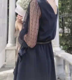 a part by シースルードット袖　ワンピース　ドレス　セレモニー