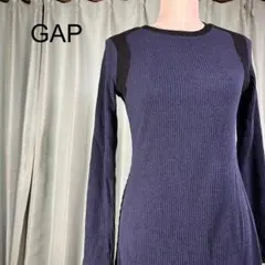GAP ネイビー リブ編み 長袖ワンピース S カジュアル おしゃれ