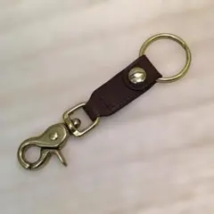 美品　COACH　ブラウンレザー　ゴールド金具　キーホルダー