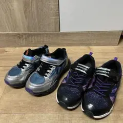 ムーンスター スニーカー 3E 幅広 2足 セット19.5 シルバー 紫