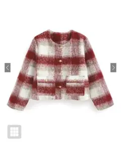 チェック柄シャギージャケット gn358