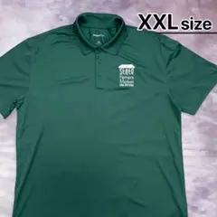 USA古着　ポロシャツ　XXL　グリーン　緑　刺繍　ワンポイント　速乾　半袖