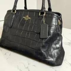 COACH ハンドバッグ クロコ型押し ゴールド金具