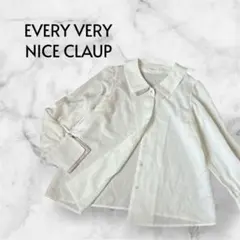 ナイスクラップ 長袖ブラウス パールボタン フォーマル きれいめ 軽やか 白F