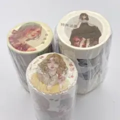 海外マスキングテープ　3巻セット　人物　新品　巻き売り　女の子