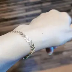 幸せの ゴールドリーフ ブレスレット 14KGF スカルプチャーブレス