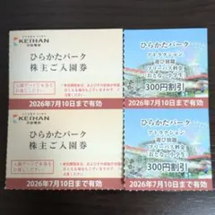 ひらかたパーク 入園券 フリーパス割引券　2名様分のサムネイル