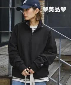 美品✨❤️Champion❤️人気ハーフジップ トレーナー スウェット M ブラック