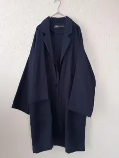 ZARA ネイビー　リネンコート ロングコート Mサイズ