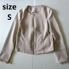 a.v.v アーヴェヴェ　スエードライク　ノーカラージャケット　ピンク　S