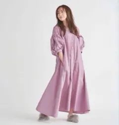 SNIDELHOME 神崎恵コラボ　ピンクコットンロングワンピースのサムネイル