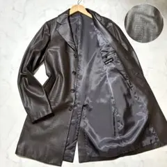 極美品✨BIGLIDUE レザー チェスターコート 羊革 クロコ型押し 茶 M