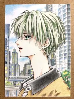 男の子のアナログ手描きオリジナルイラスト