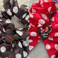 希少平成レトロ❤︎ミニーマウス ヘアゴムセット 赤黒水玉