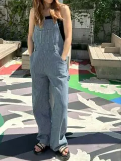 Ungrid/アングリッド/ルーズヒッコリーデニムサロペットS