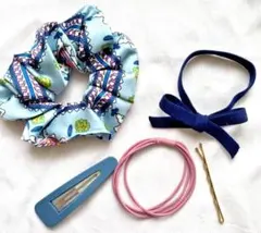 ヘアアクセサリー5セット シュシュ リボン ヘアピン ヘアゴム 新品