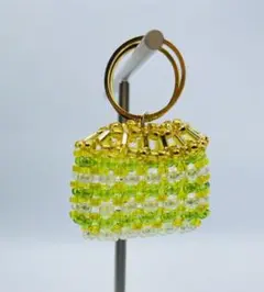 ミニチュアトートバッグ　かごバッグ　イエロー　黄緑