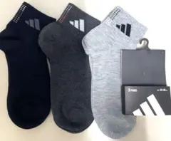 【新品】adidasソックス　3足セット　くるぶし丈　ブラック