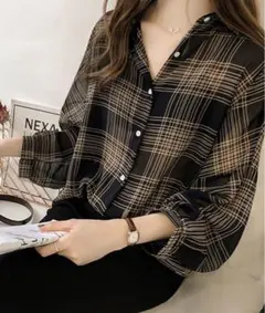 ボリュームスリーブチェックシアーシャツのサムネイル