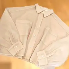 ベージュ シースルー シャツ 長袖