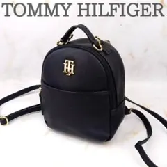 TOMMY HILFIGER ミニリュックサック バックパック レザー ブラック
