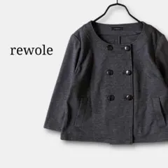 七分袖ノーカラージャケット　きれいめオフィスカジュアルセレモニー　グレー　ダブル