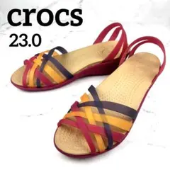 廃盤レア クロックス ワラチェ ミニ ウェッジ W7 23cm サンダル マルチ