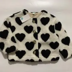 新品　未使用　ハート　ボア　ジャケット　上着　100 モノトーン