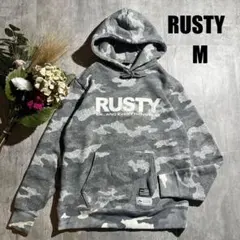1152 RUSTY ラスティ　迷彩パーカー【M】ブランドロゴ　プルオーバー