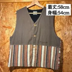 Mr. Junko ストライプ ベスト 民族模様