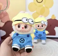 Labubu ラブブ服 ミニオン 風 3点セット 帽子 Tシャツ オーバーオール