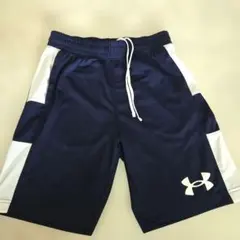 UNDER ARMOUR キッズ ハーフパンツ ネイビー×ホワイトバスパン150のサムネイル