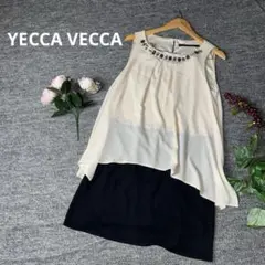 YECCA VECCA ノースリーブ　フレアワンピース　ベージュ