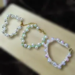 ハンドメイド ビーズブレスレット 3本セット