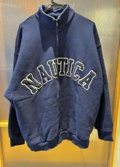 NAUTICA ネイビー ハーフジップ トレーナー L