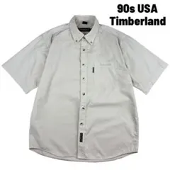 90s USA製 Timberland 半袖シャツ ボタンダウン ライトベージュのサムネイル