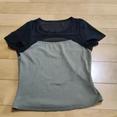 フィットネス用トップス 黒とカーキ