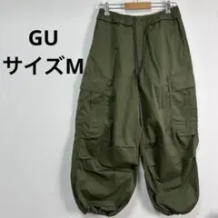【極美品/24H以内発送】GU ジーユー スーパーワイドカーゴパンツ M カーキ