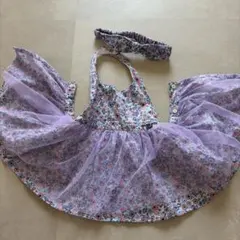 花柄チュールドレスとヘアバンドセットのサムネイル