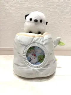 新品・タグ付 ふくふくシマエナガ ちょこんとぬいぐるみ時計3 置時計　インテリア